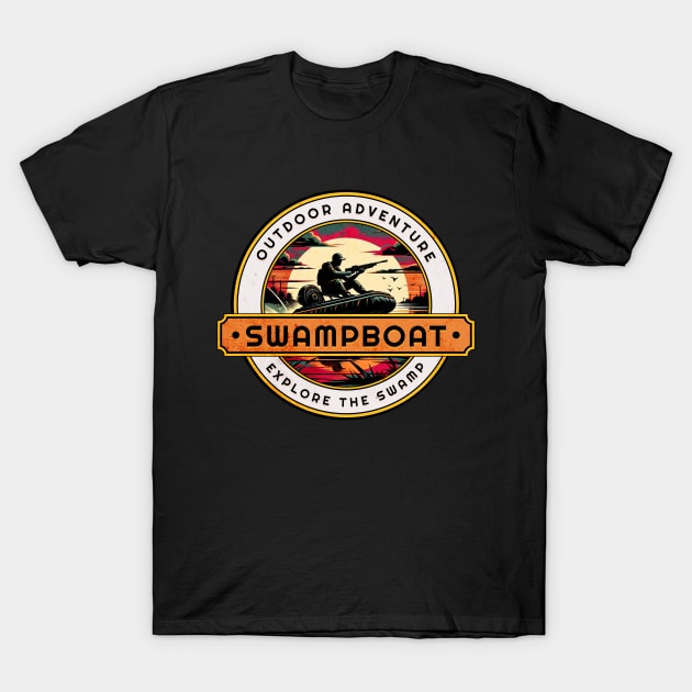 Swampboat Outdoor Adventure Design T-Shirt by Miami Neon Designs